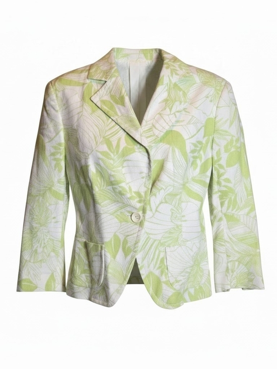 Zara Jackets & Blazers - Zara Green and White Floral Single-Button Blazer
